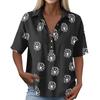 Camicetta Casual da Donna Vintage con Stampa Floreale a Maniche Corte, Collo a Bottone, Vestibilità Larga, Tessuto Leggero e Traspirante