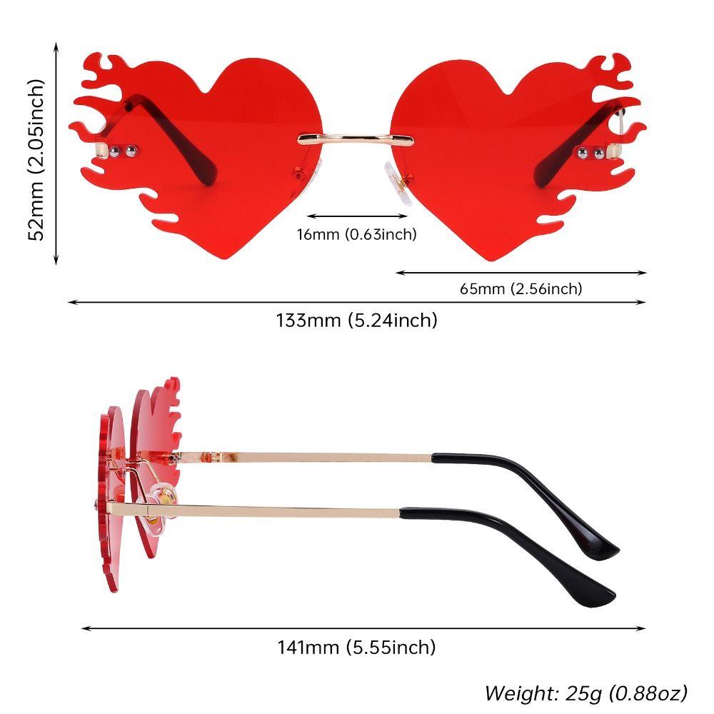 UV400 Protection Fire Heart Shaped Sunglasses Halloween Glasses  for Women & Men