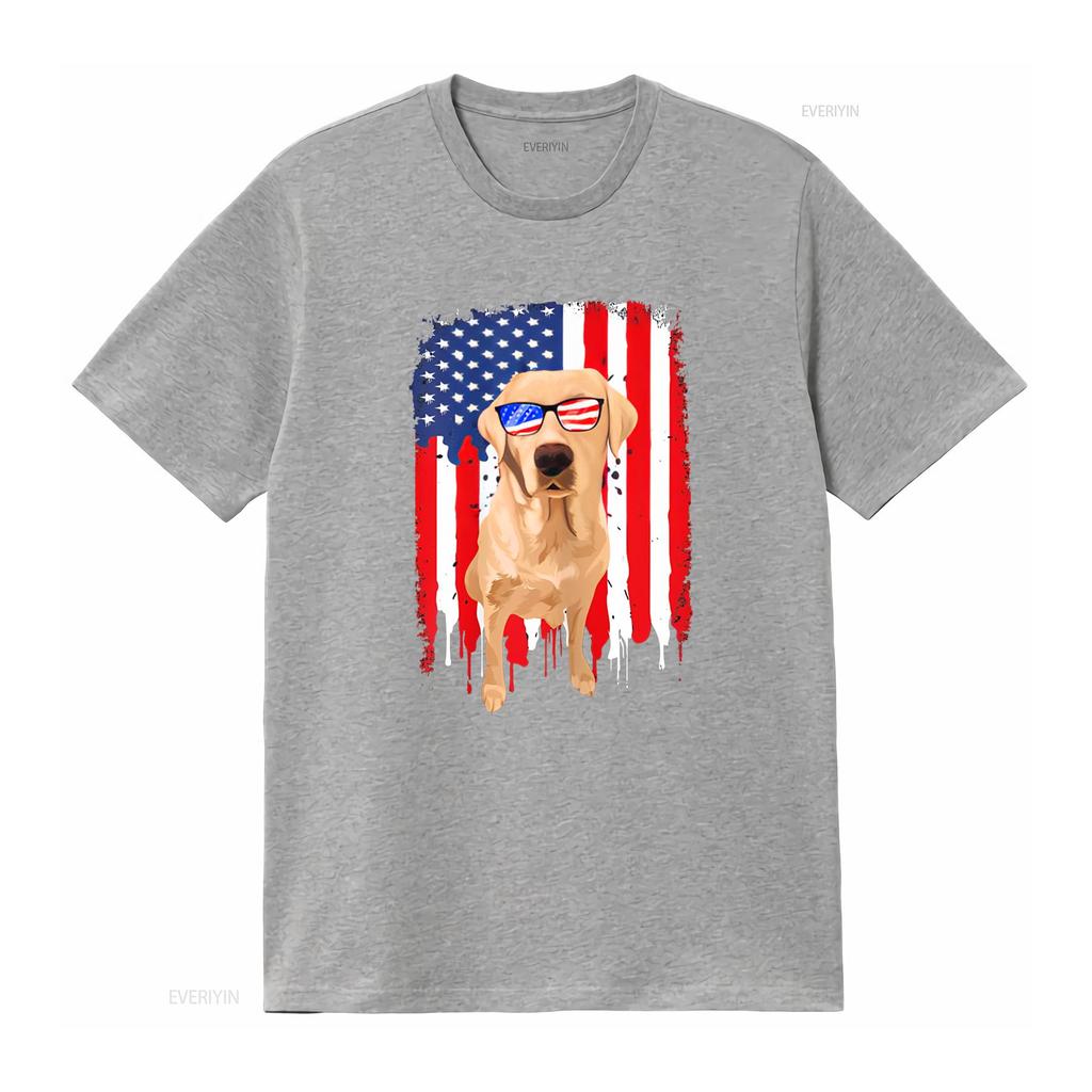 Labrador Retriever T Shirt Independence Day 4th July USA Flag Vintage Washed Graphic Breathable Slightly Streetwear Homme