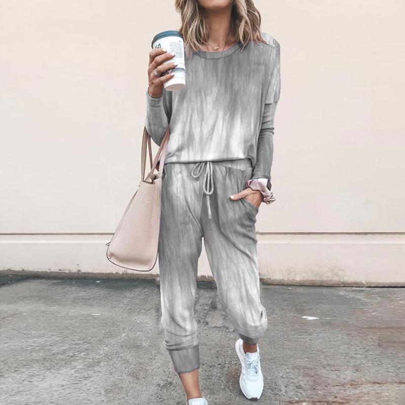 IHUASU Women's Fashion Casual Long Sleeve O-Neck Pants Suits