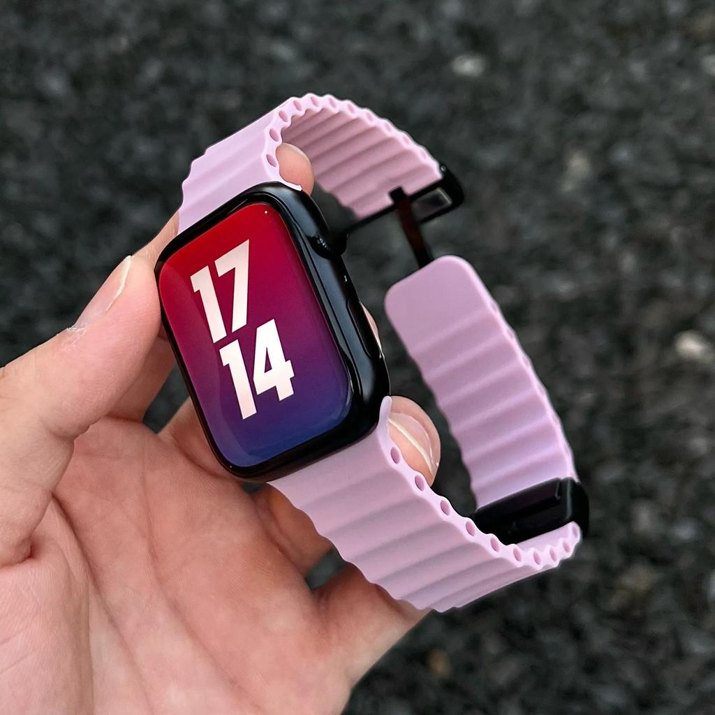 Ocean Strap for Apple Watch S10- Silicone Sport Magnetic Buckle Watch Band for iWatch 10/9/8/7/6/5/4/3/2/1/se/Ultra/Ultra2 49mm 46mm 45mm 41mm 40mm