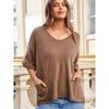 US Shiying Simple and Versatile V-neck Short sleeve T-shirt Women 2025 Summer New Solid Loose Pullover Women