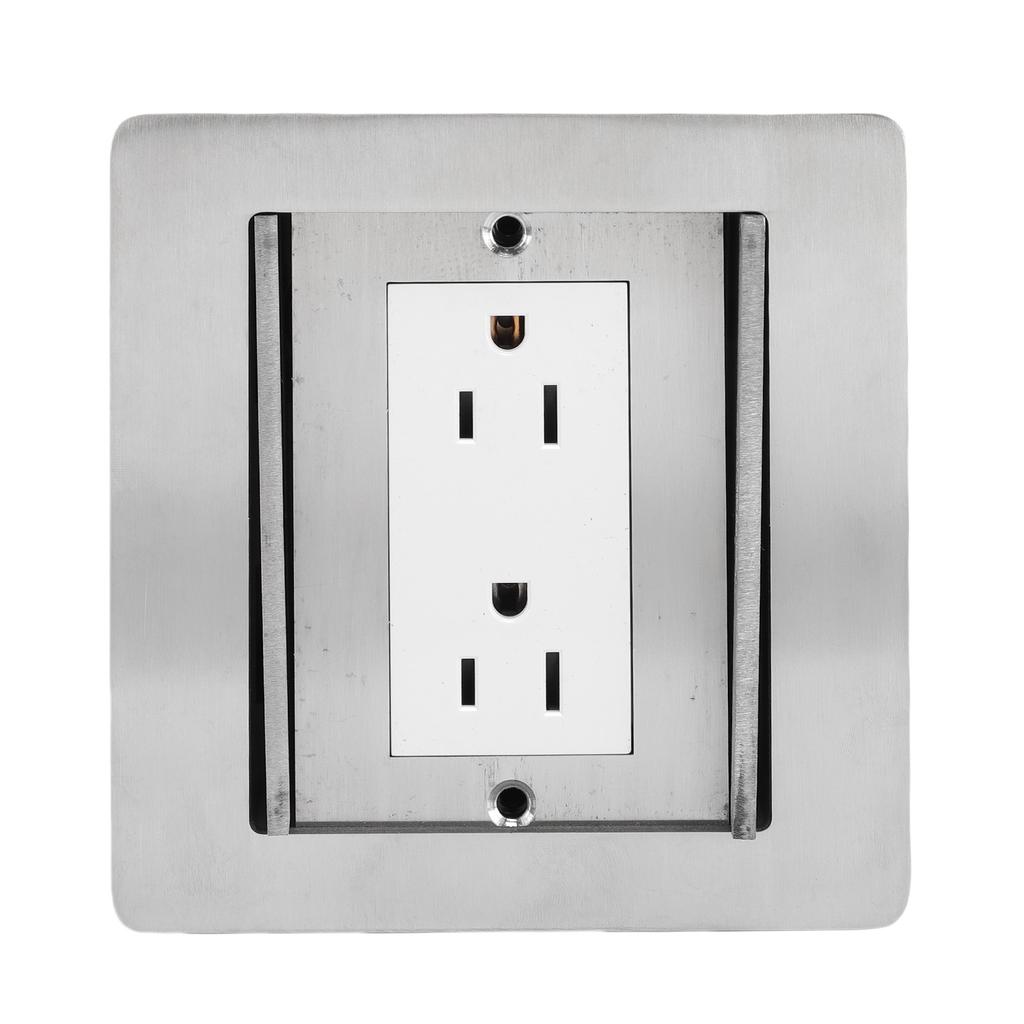 Recessed Floor Outlet 2 Receptacles Double Sliding Cover Water Proof Recessed Socket for Floor Table