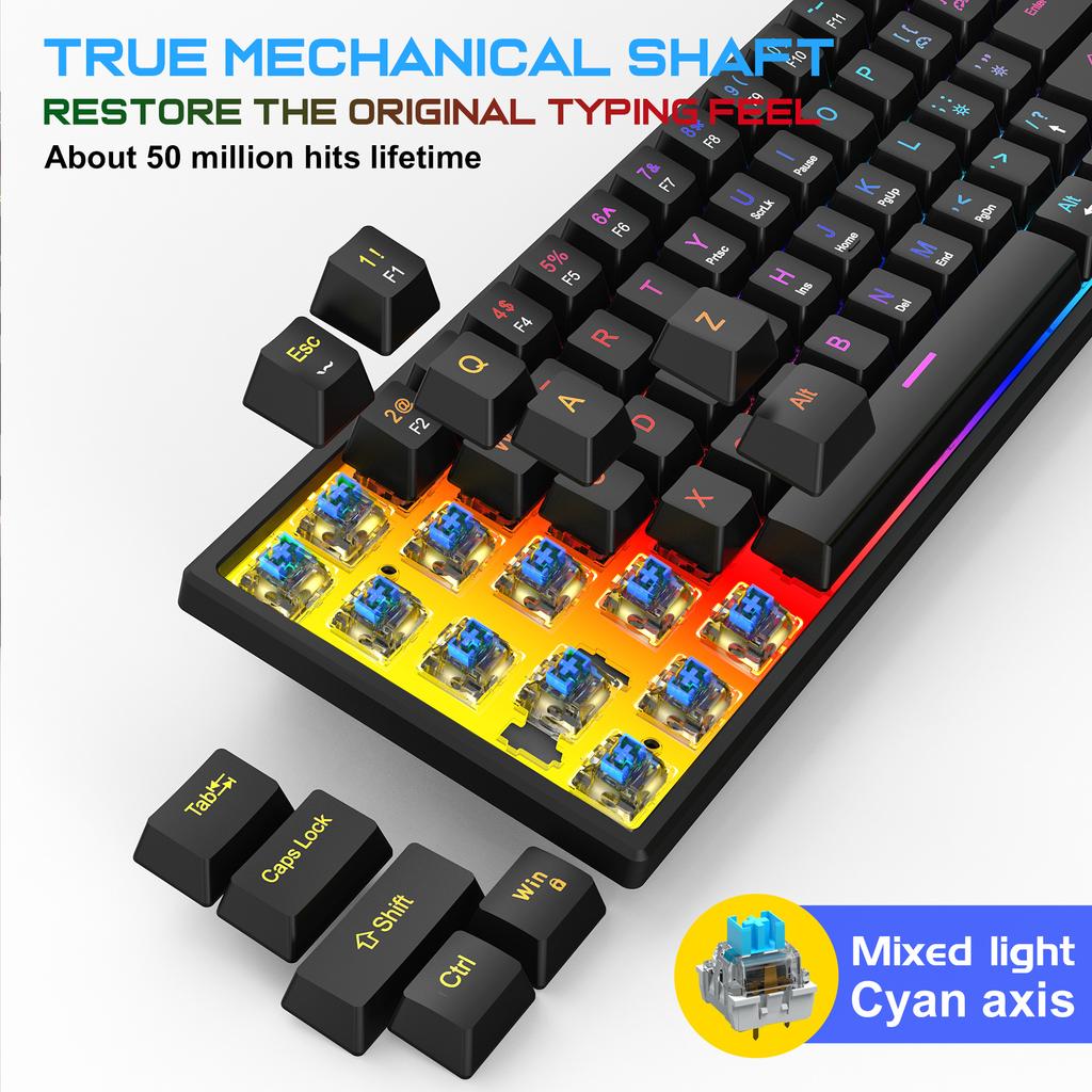 K61 Wired Mechanical Keyboard with Gaming Light Type-C Interface Plastic Material for Desktop Laptop New Product