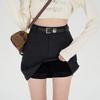Women's Summer 2024 Black Midi Skirt - High Waist, Slimming, A-Line Design