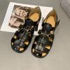 Women Sandals 2024 Summer New Hollow Sandals British Style Retro Women Sandals Woven Closed Thick Bottom Roman Sandals Women