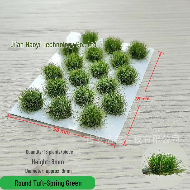 8mm 18-Round Tufts Model Grass for Train Track Scene, Miniature Accessories, and Military Sand Table DIY.