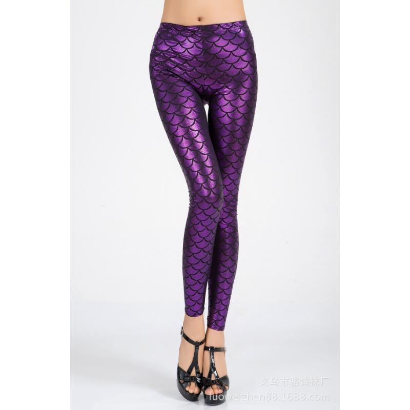 2025 Spring Summer New Fish Scale Nine-minute Pants Women High Elastic Thin Slim Bottoming Pants Slim Pants