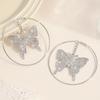 1 Pair of Vintage Luxury Alloy Butterfly Pendant Earrings for Women - Exaggerated Round Drop Design, Perfect for Daily Wear & Parties, Ideal Gift, Par