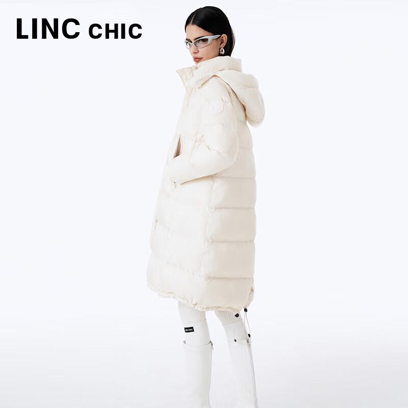Jinyujie Women's Mid-Length Hooded 90% White Duck Down Jacket