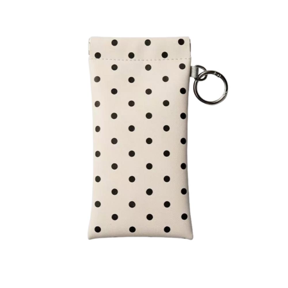 

Eyewear Cases Bags P U Leather Protective Glasses Case Portable Glasses Bag Spring Open Polka Dot Eyeglass Pouch For Women Work слоновая кость