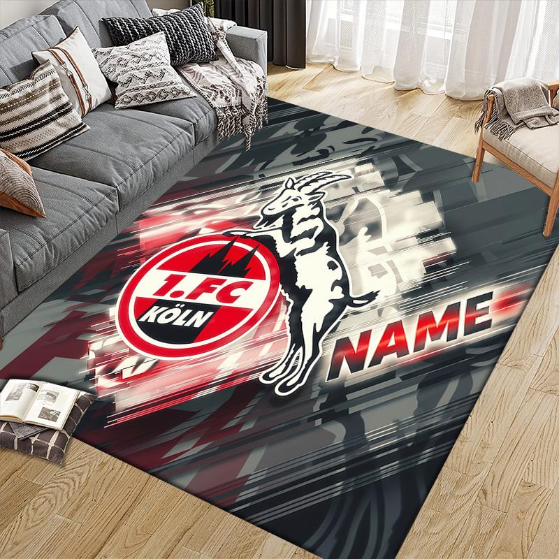 Benutzerdefinierter Name 1. FC Köln Flanellmuster Quadratischer Teppich, Läufer, Teppich für Wohnzimmer Schlafzimmer Sofa Spielzimmer Dekor, Rutschfeste Fußmatte 40x60cm( 15x23in ) gray