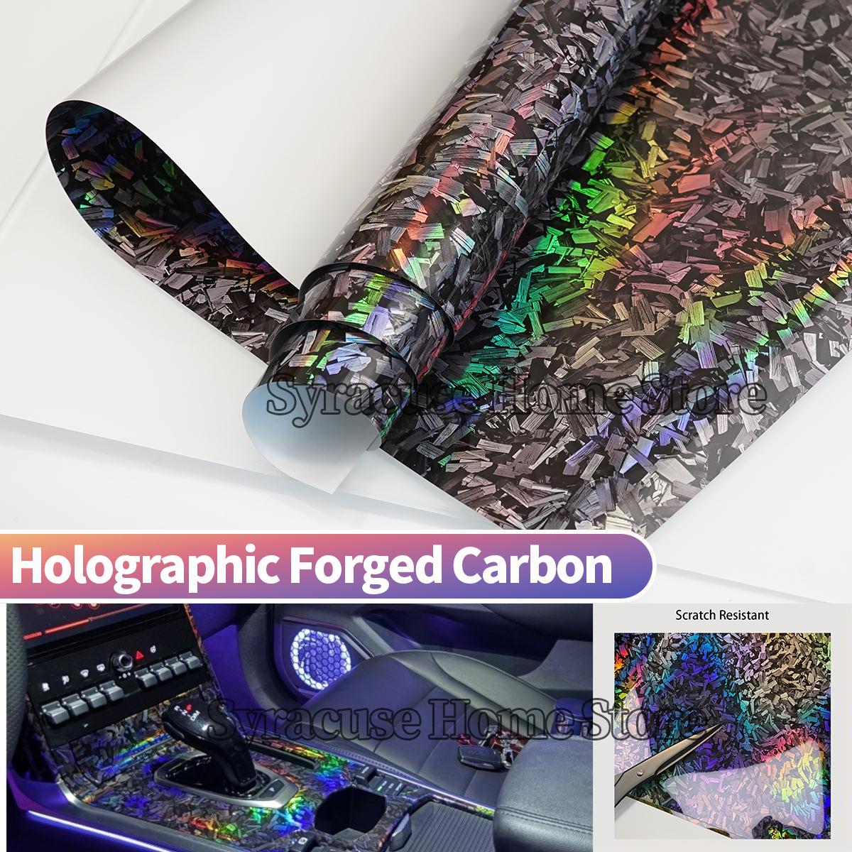 

Car Holographic Forged Carbon Silver Black Chrome DIY Vinyl Wrap Film Self Adhesive Motorcycle Vinyl Wrap Film 30cmX50cm