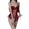 Night Love Red Velvet Lace-Up Bunny Girl Lingerie Set