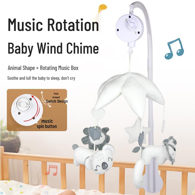 Baby Crib Mobile: Rotating Plush Animal Soothing Music Box with Bracket