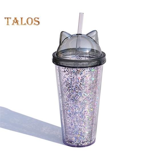 Straw Cup No Odor Large Capacity Lightweight Great Lovely Water Drinking Straw Cup with Sequins for Household