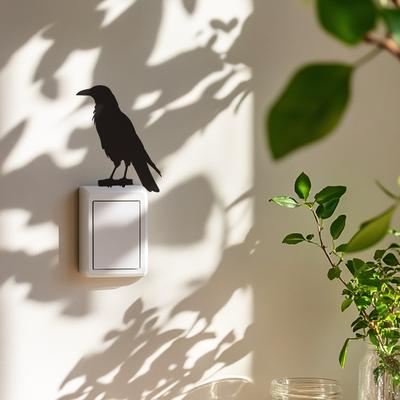 Fun-kg98 Black Silhouette Bird Bedroom Entrance Switch with Background Decorative Wall Stickers