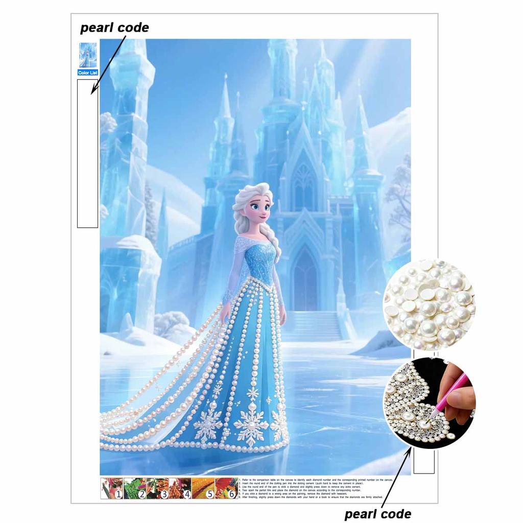 Disney Elsa Pearl Art Creative Pearl Style Artwork 5D DIY Pearl Embroidery Mosaic Cross-Stitch Kit for Home Decor
