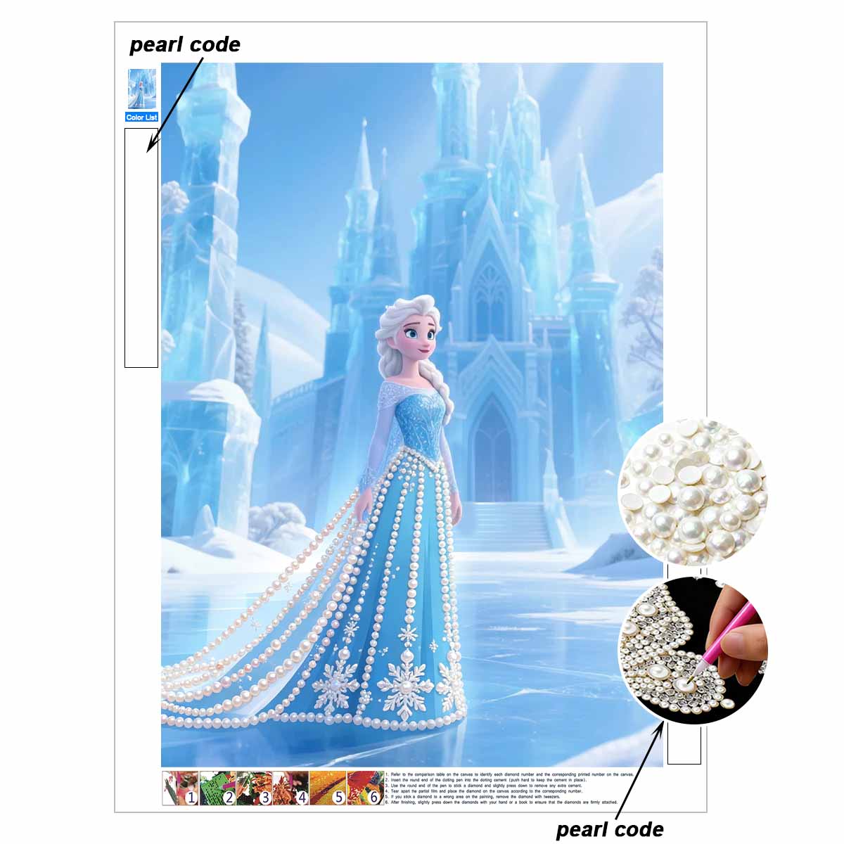 Disney Elsa Pearl Art Creative Pearl Style Artwork 5D Diy Pearl Embroidery Mosaic Cross-Stitch Kit For Home Decor
