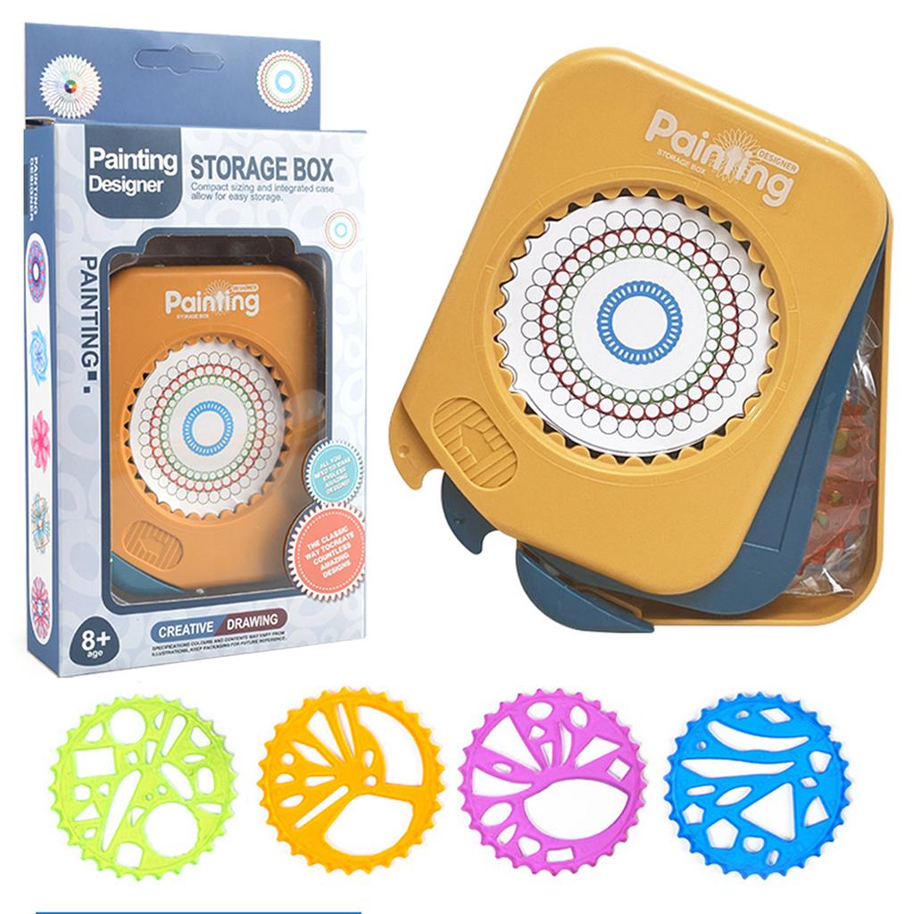 Zeichenkunst Spirograph Set, Lustige Formen Klassisches Zahnrad-Design Zeichenspielzeug Rosa und Blau Für Kinder 8+ Einige Teile werden zufällig versendet
