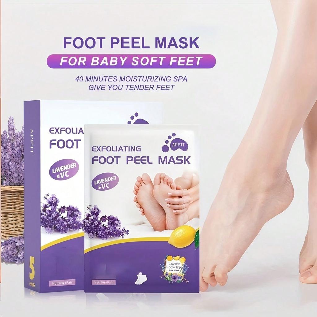 Lavender Exfoliating Foot Mask Dead Skin Removing Foot Peel Fast Exfoliation Long Lasting Moisturizing