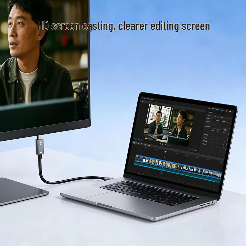 Thunderbolt 4 Data Cable: Dual Type-C, 240W Fast Charging, 40Gbps Speed, 8K Display Output.
