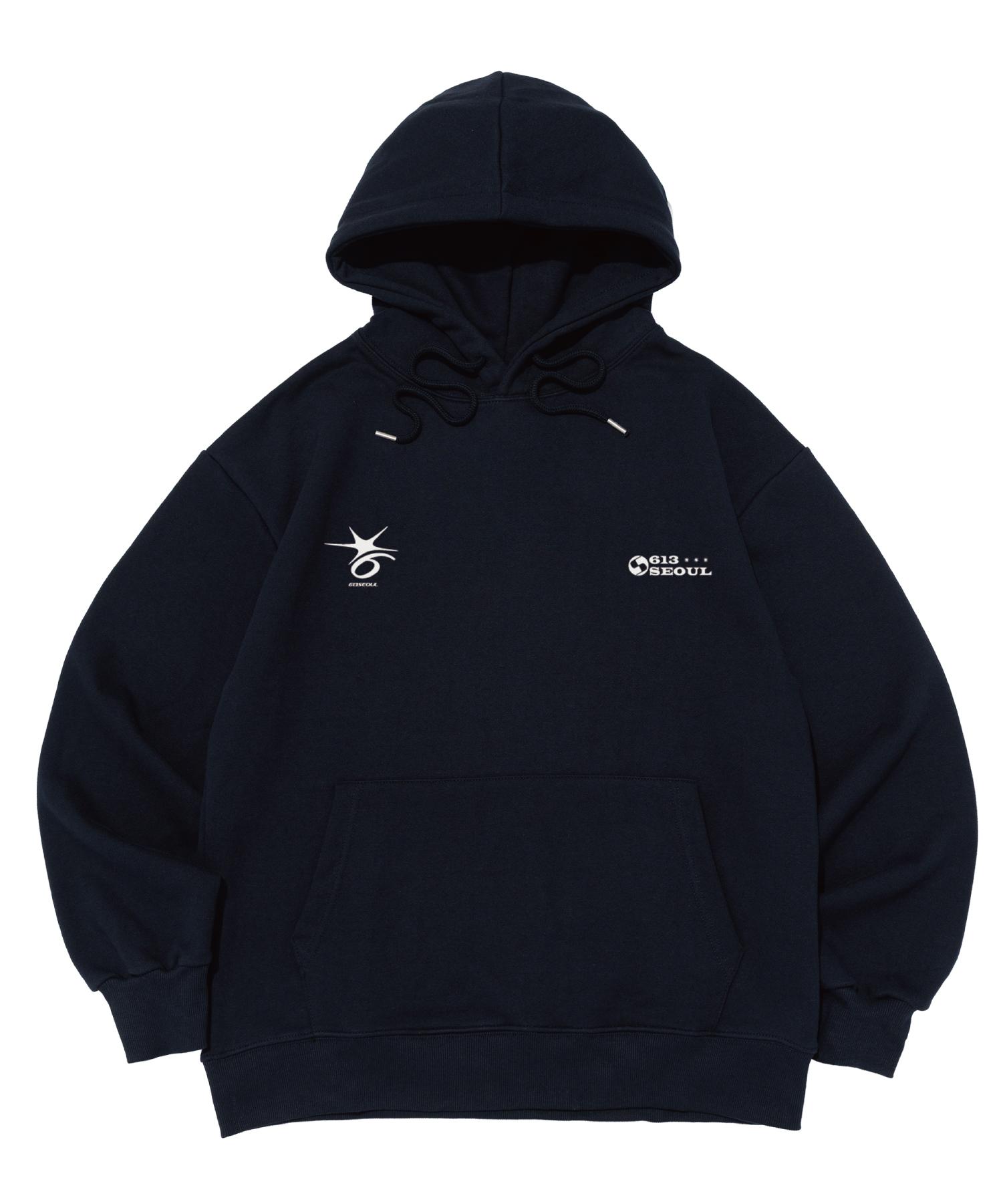 613 Seoul Crack Stitch Point Logo Hoodie (Navy) S (Brushed)