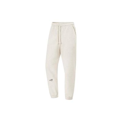 Li Ning Bad Five Embroidered Letter Print Cuffed Loose Knit Sports Pants Men Pants Flower-Gray Light-Khaki AKLU087-8