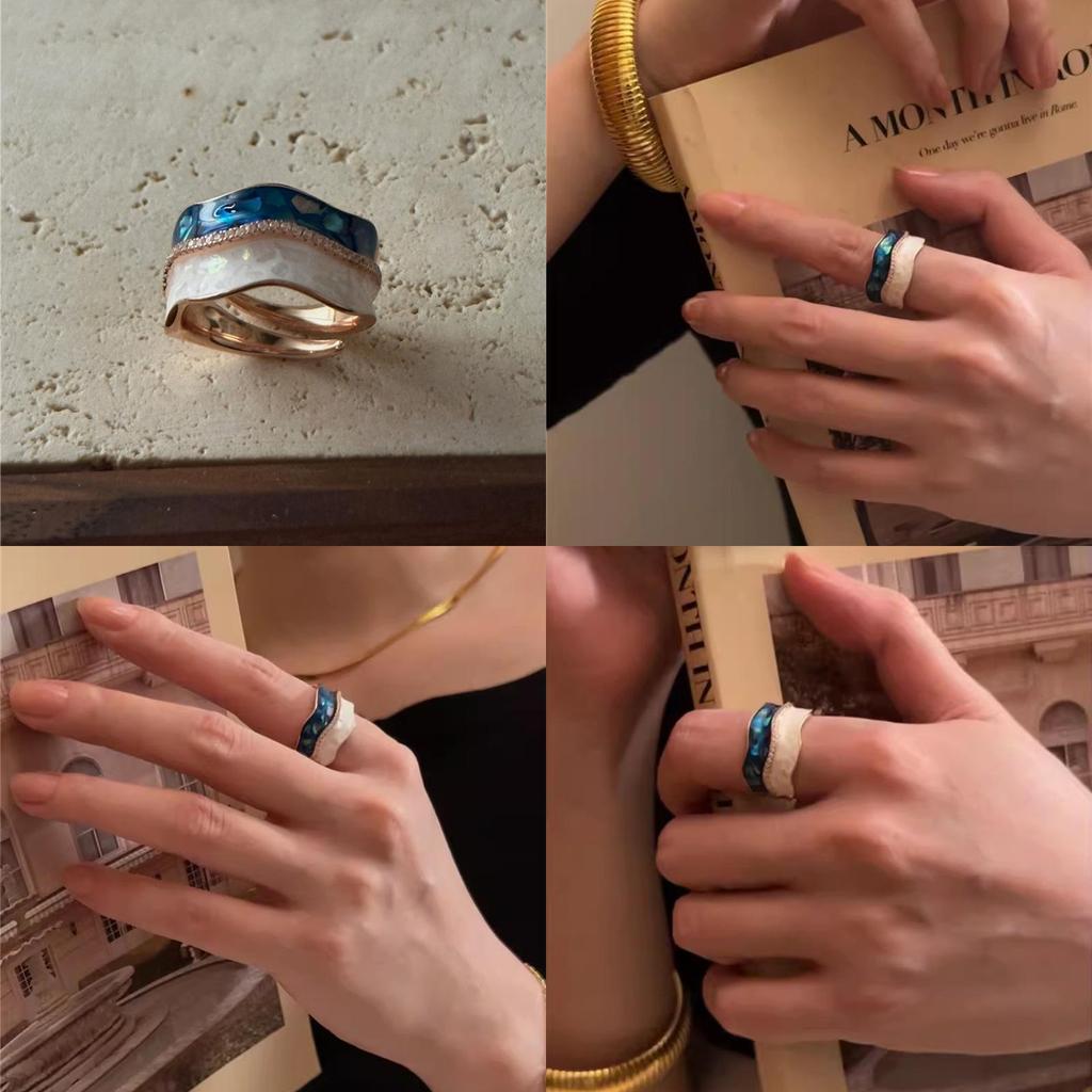 Gold Elegant Rose Shell Pattern Adjustable Ring For Women Fashionable Design Chic