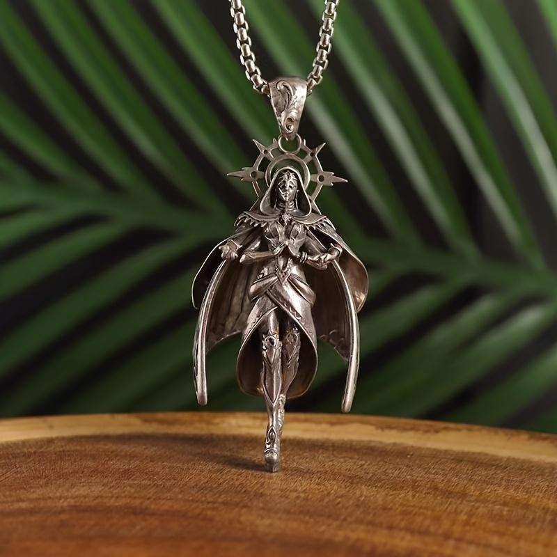 Stainless Steel Sun God Wizard Pendant Necklace - Fashionable Zinc Alloy Amulet with Chain, Perfect for Men, Sun God Pendant Necklac