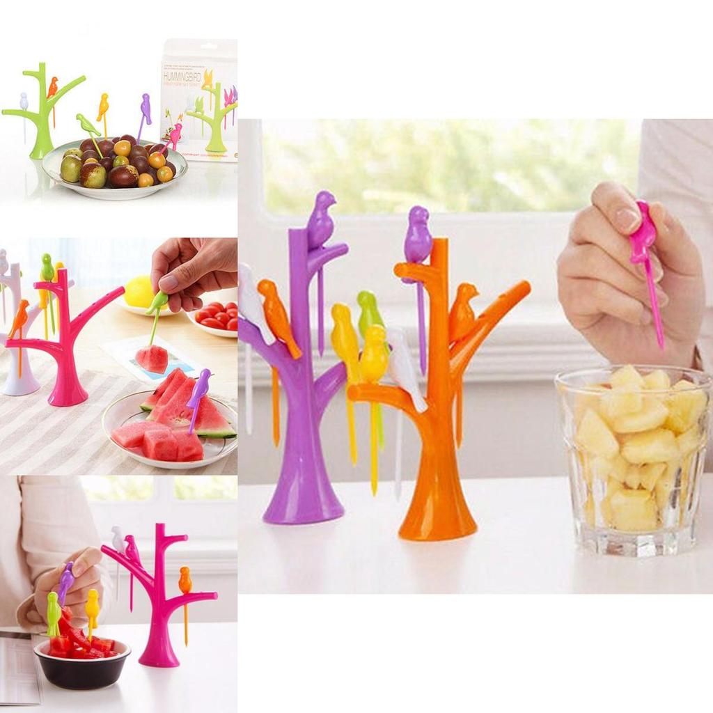 Adorably Designed Treetop Bird Fruit Fork With Vibrant Colors And Practical Use