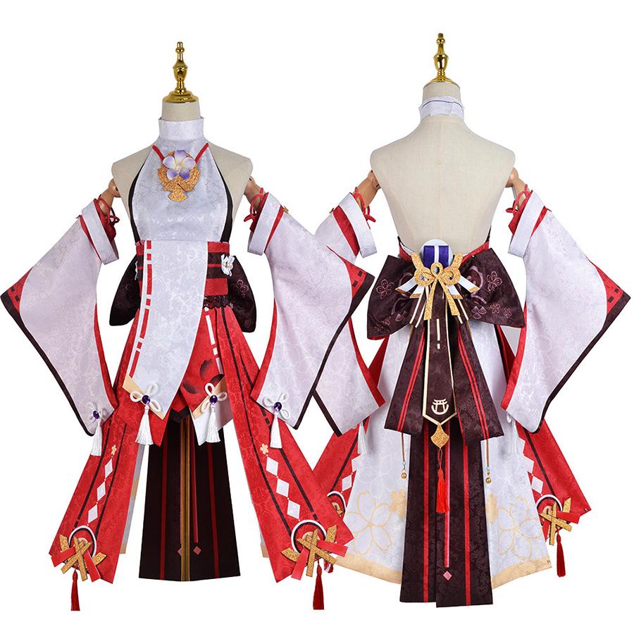 Spiel Cosplay Yae Miko Guuji Yae Kostüme Uniform Perücke Frauen Halloween Party Kostüme Kleid Anzug