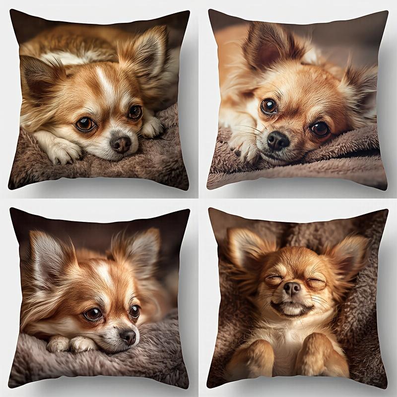 

4PCS Chihuahua Pillow Covers: Dogs in Different Moods, Cute for Party, Home, Car (No Insert) 35x35cm 4pcs