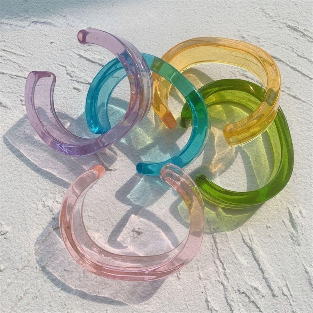 

Niche Irregular Transparent Gifts For Her Open Bangles Wrist Jewelry Fashion Bracelet Women Bangles зелёный
