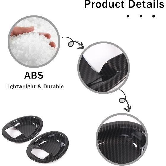 Inner Door Bowl Panel Cover Trim for Mitsubishi Eclipse 2006-2011, 2PCS ABS Material Car Inner Door Handle Bowl Panel Frame Protector Accessories