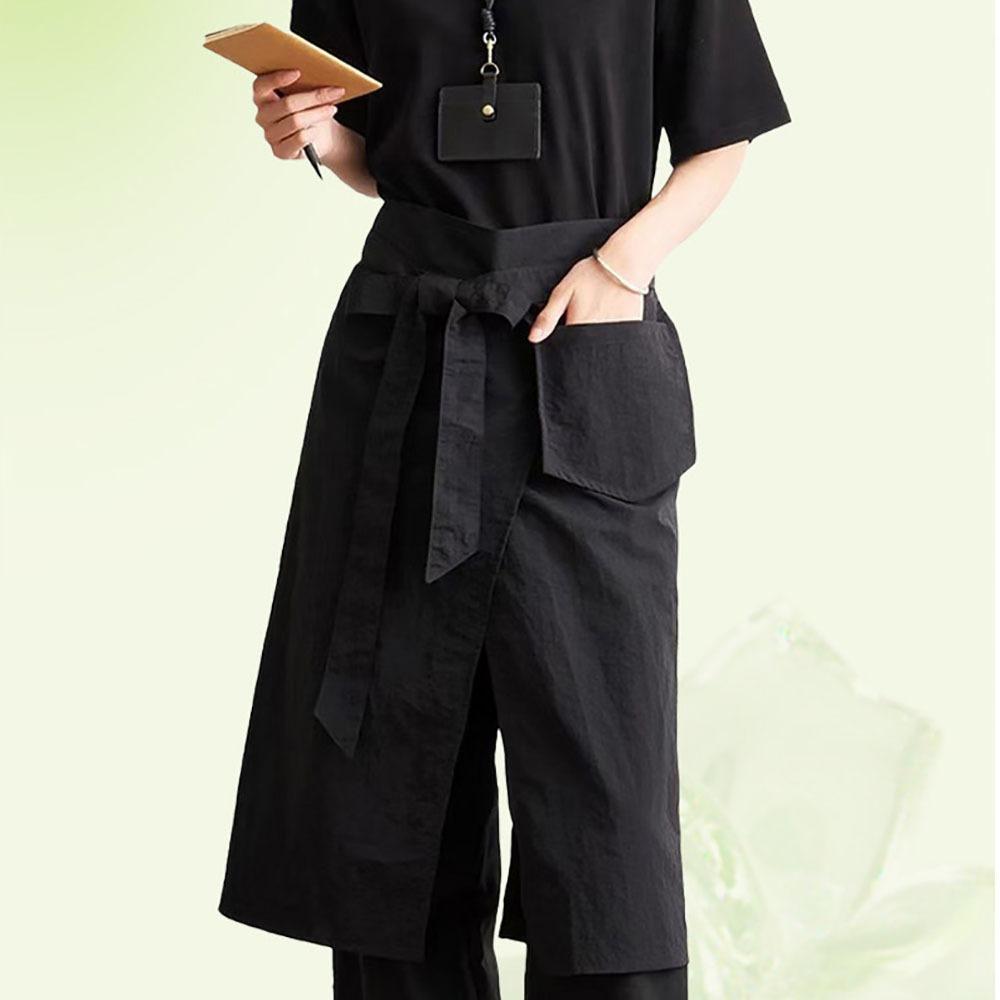 

Polyester Half-length Waist Pinafore Waterproof Breathable Cooking Apron Solid Color Oil-proof Catering Work Clothes чорний