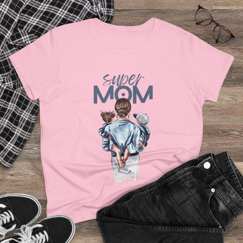 Super MOM Women s Midweight Cotton Tee Mothers Day T-Shirt XL