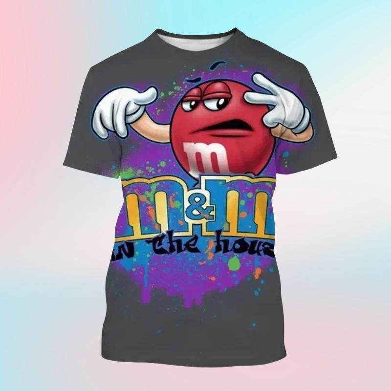 M&m's Chocolate Beans 3D Print O-Neck T-shirts Men Short Sleeve Fashion Hip Hop Oversized Harajuku Y2K T Shirt Unisex Clothes