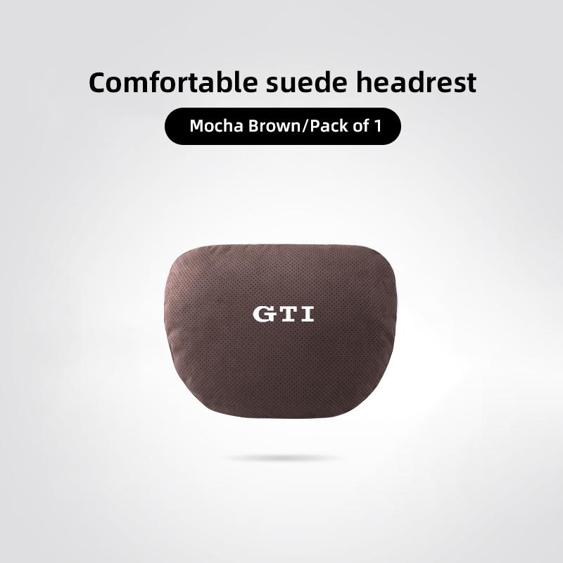 Car Suede Headrest Seat Neck Pillow Head Support For VW Tiguan Arteon Taigo Caddy CC e-up Golf Polo Passat Jetta Amarok Hub Cap