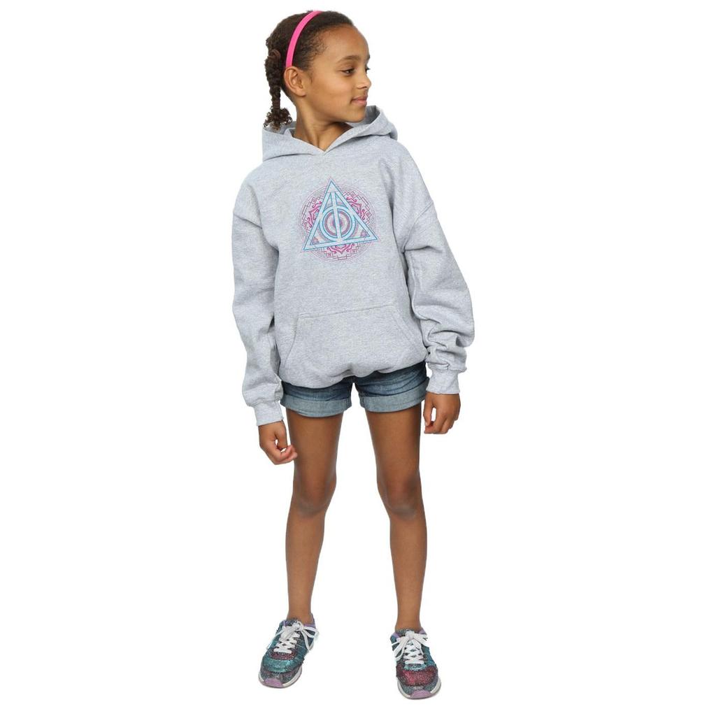 HARRY POTTER Girls Neon Deathly Hallows Hoodie