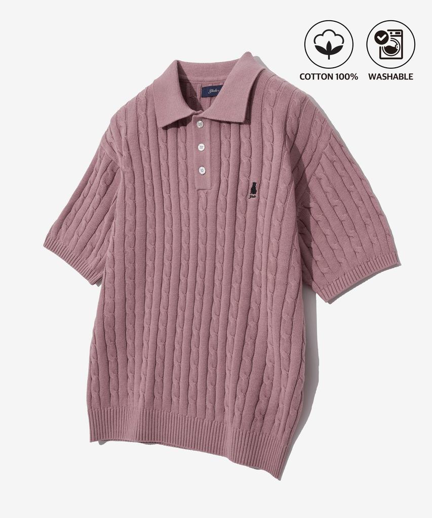 YALE Heritage Dan Short Sleeve Polo Knit Vintage Pink