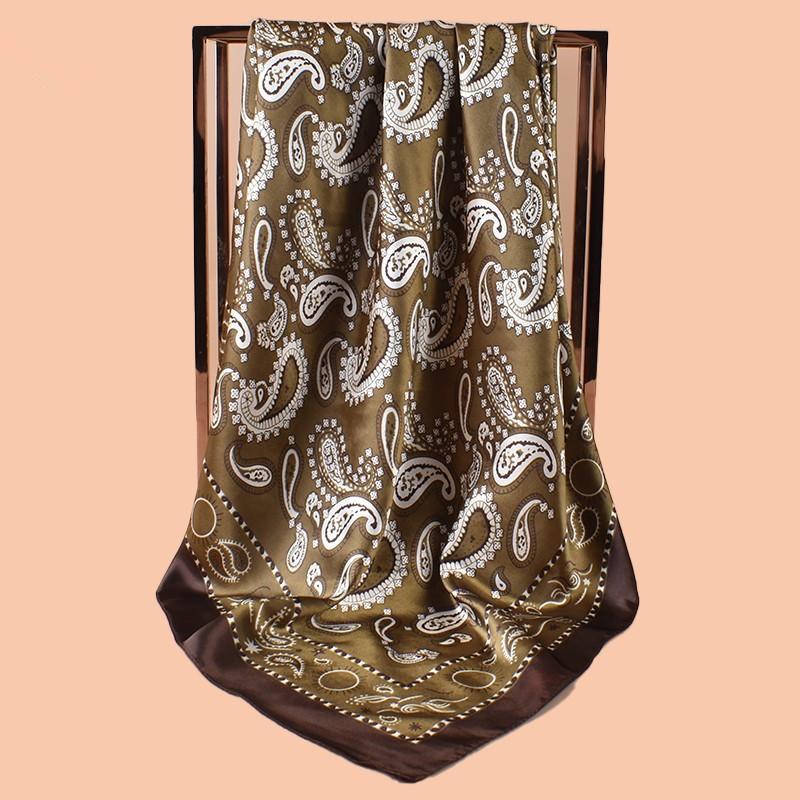 90*90cm Floral Print Square Scarf For Women Soft Shawl Neckerchief Head Hijab Paisley Headband Foulard Bag Ribbon Bandana Ladies