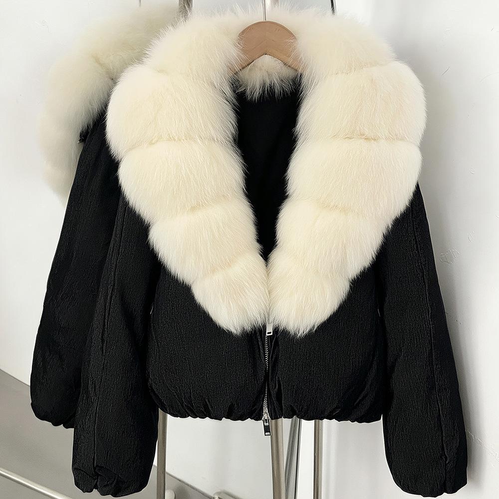 European and American winter new natural real fox hair duck down jacket short stand-up collar thickened warm jacket