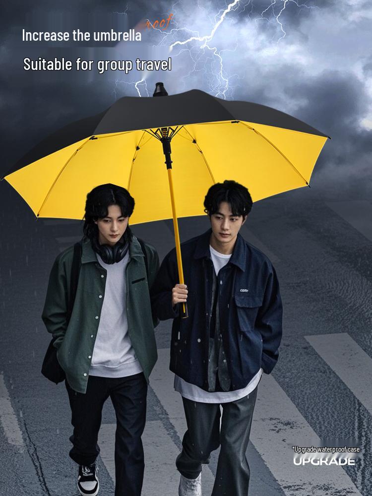 Extra Large Reinforced Windproof Double Automatic Umbrella for Men, Women, and Cars - Waterproof, Long Handle, Extra Thick, and Ideal for Rainstorms.