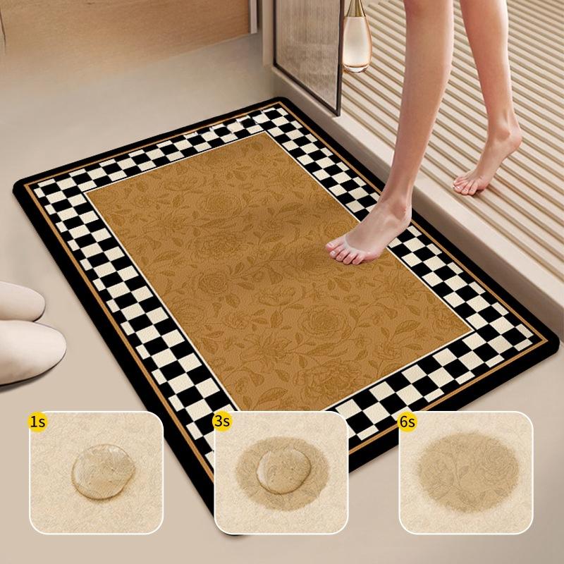 Bathroom Floor Mat Absorbent Diatom Mud Pad Bathroom Doorway Anti-slip Foot Mat Door Mat Toilet High-end Retro