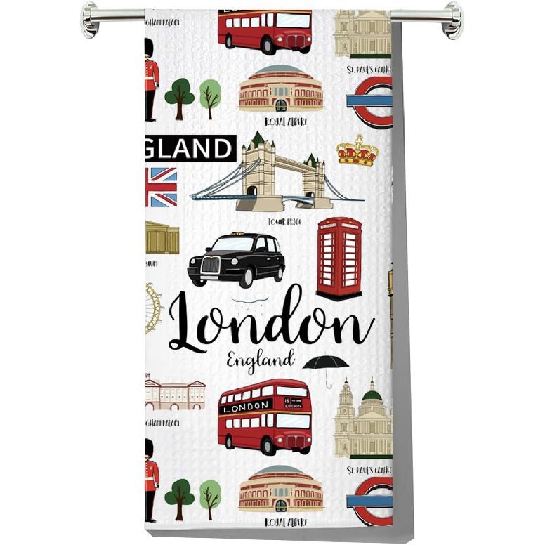 LEVLO London Kitchen Towel - Travel Souvenir Gift England Trip Dish Towels UK Vacation Merchandise London Towel