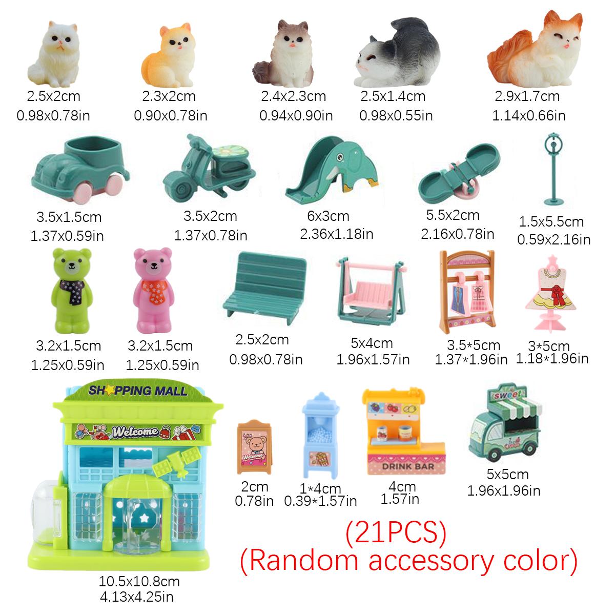 

Pretend Play Toy Cute cat Pet Family Toys Mini Fashion Cat Dog supermarket Play House Toy cat Doll Set Christmas Decoration new зелёный