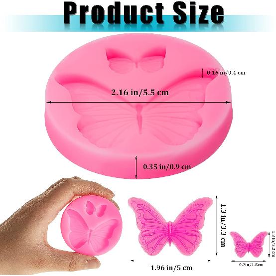Patelai 5 Pcs Mini Butterfly Silicone Molds Cute Butterfly Fondant Cupcake Topper Chocolate Candy Resin Epoxy Molds for Sugarcraft Cake Decorating,
