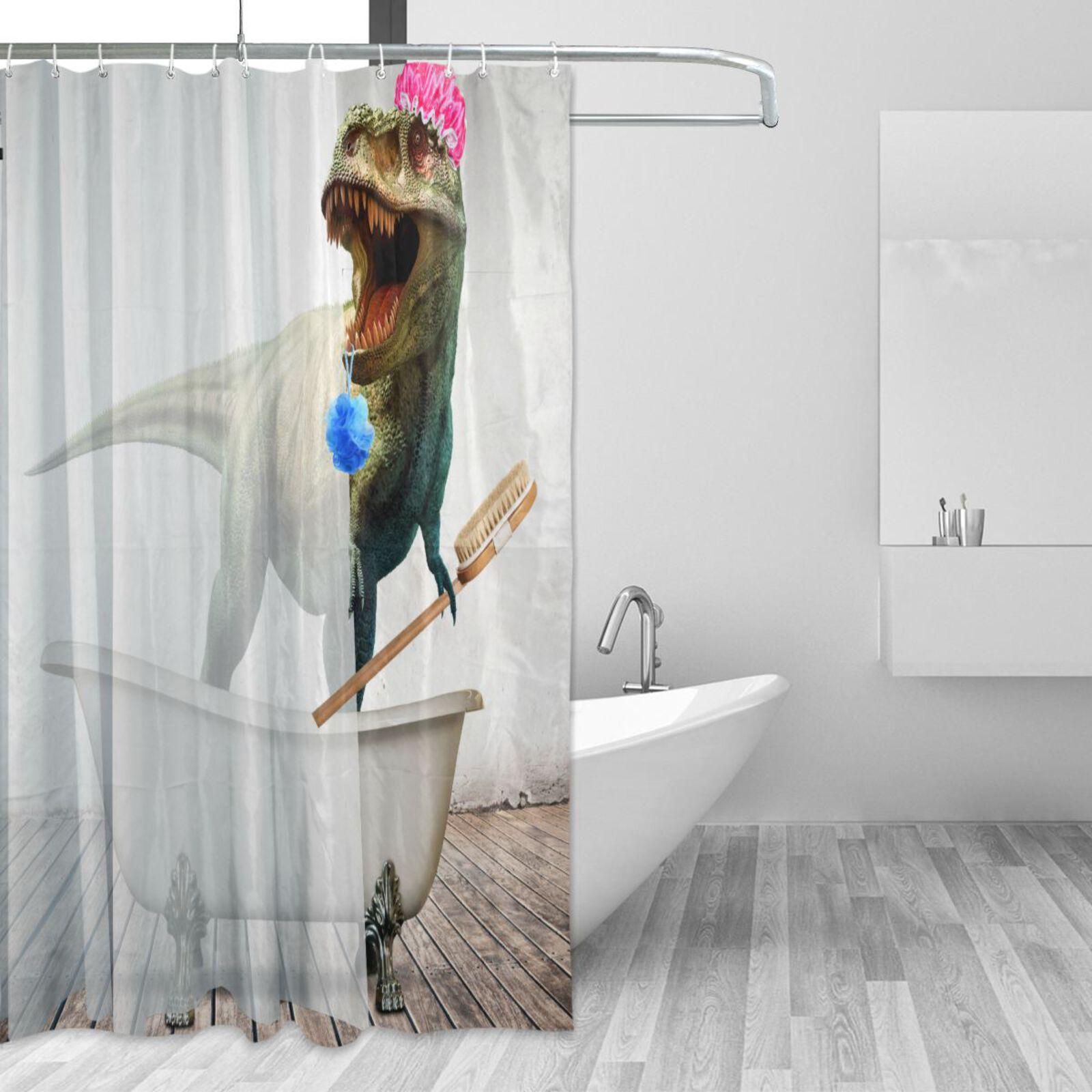 

Shower Curtain Creative Dinosaur Pattern Bath Curtain With 12 Hooks Waterproof Fabric For Bathroom Tub Stall Home Hotel Decor W60H190(CM)-1 Pcs