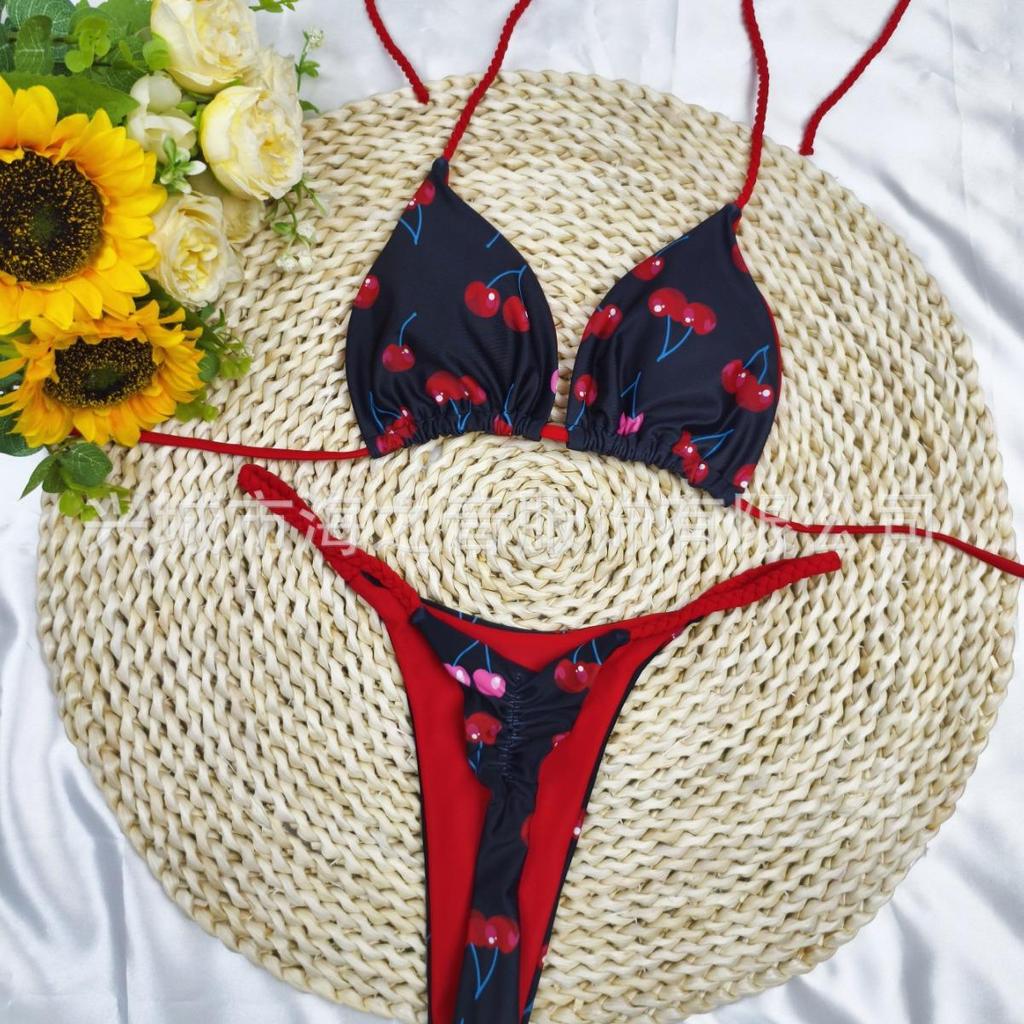 European & American New Braided Triangle Thong Bikini Set